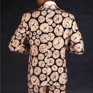 Wood Patterned Blazer - Shinesty